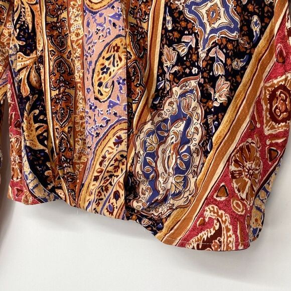 Rachel Zoe Boho Cropped Wrap Top Collared Multi XS New - Picture 3 of 12
